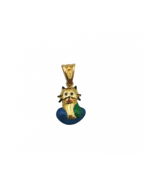 colgante gato oro