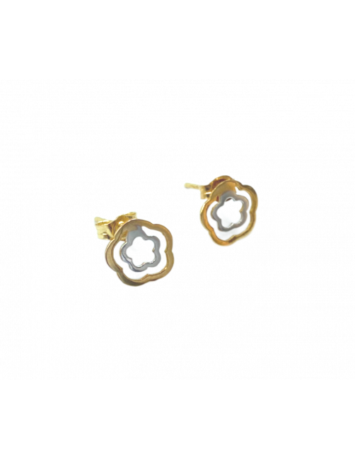 pendiente flor oro blanco