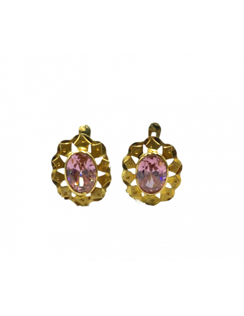 pendiente oro y rosa de francia