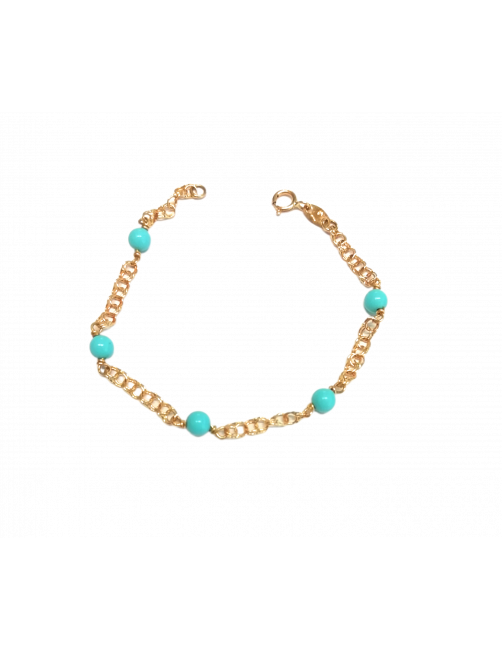 Pulsera de oro y turquesa bebe