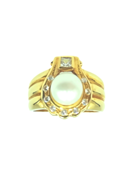 18K Gold and Cultured Pearl...