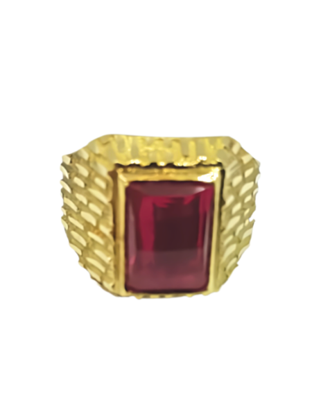 anillo oro damero rojo