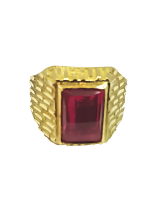 anillo oro damero rojo