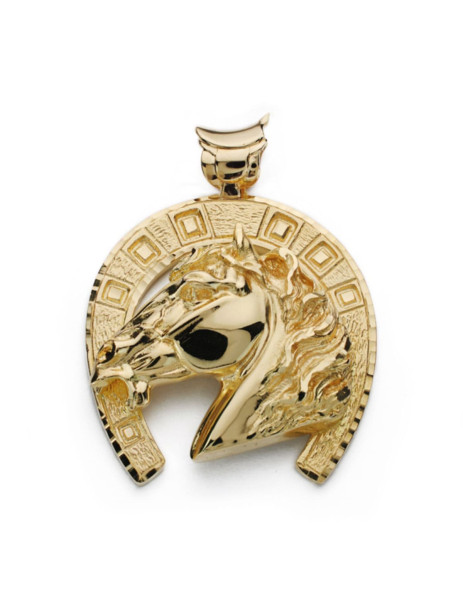 Colgante Herradura con caballo oro