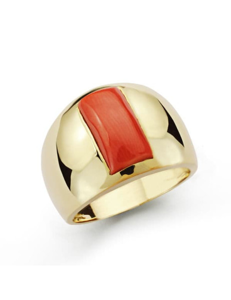 Sortija Coral fino en Oro 18K