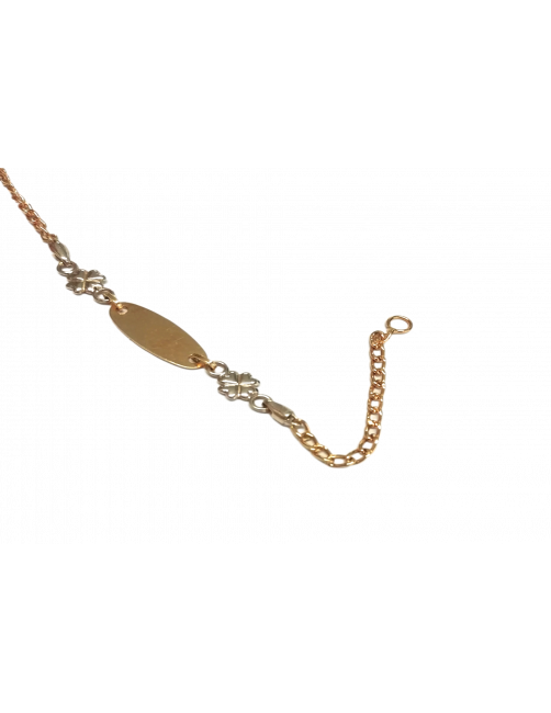 pulsera comunión flores oro blanco
