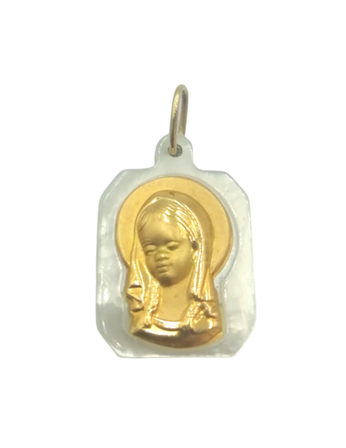 medalla comunion nacar oro