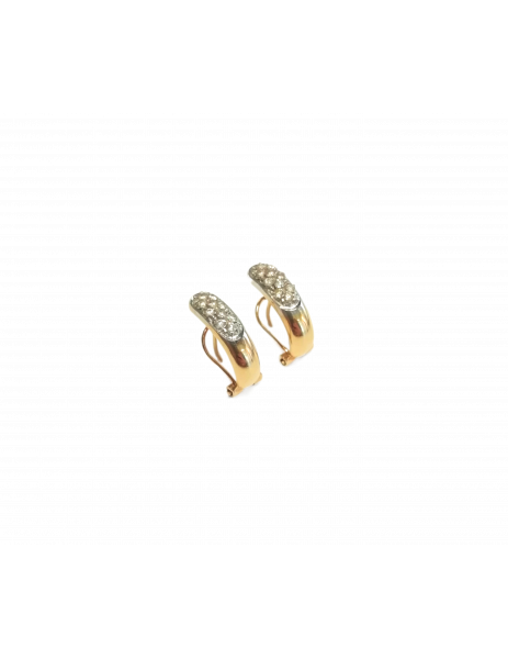 pendientes oro blanco y amarillo circonitas