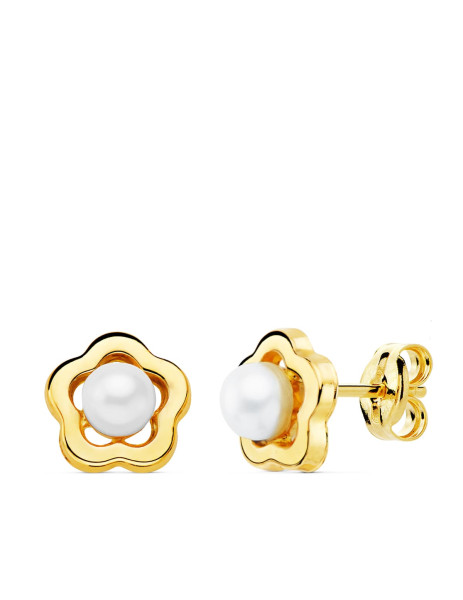 18K Gold Flower Pearl Communion Set marbella 2