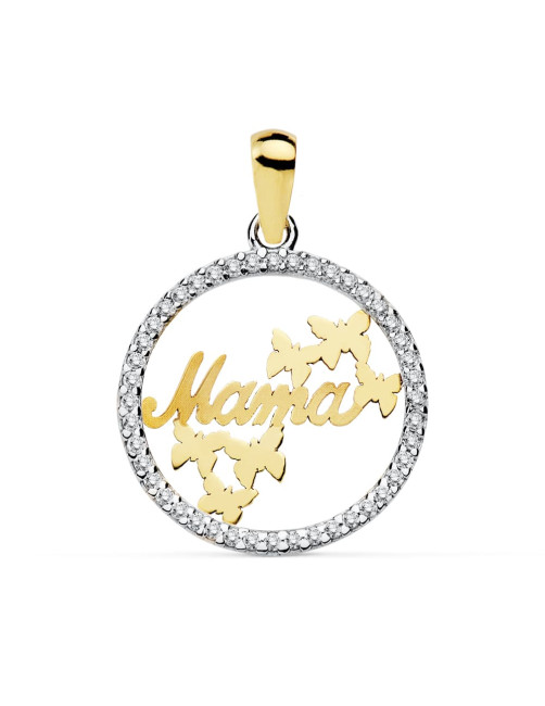 Colgante "Mamá" Mariposas en Oro 18K estepona