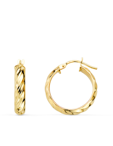 Pendientes de Aro "Bandas" en Oro de Ley 18K joyería estepona