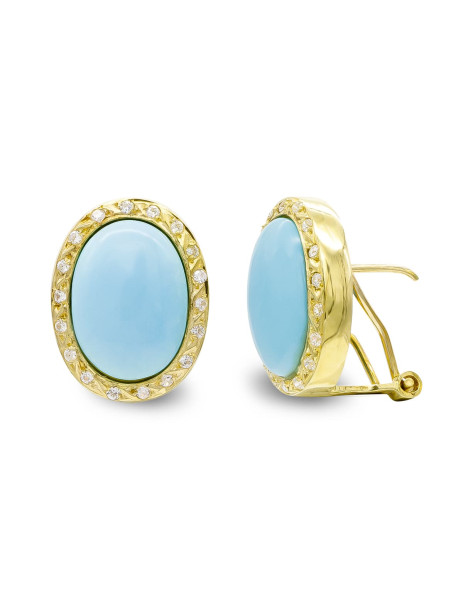 Natural Fine Turquoise Earrings in 18K Gold