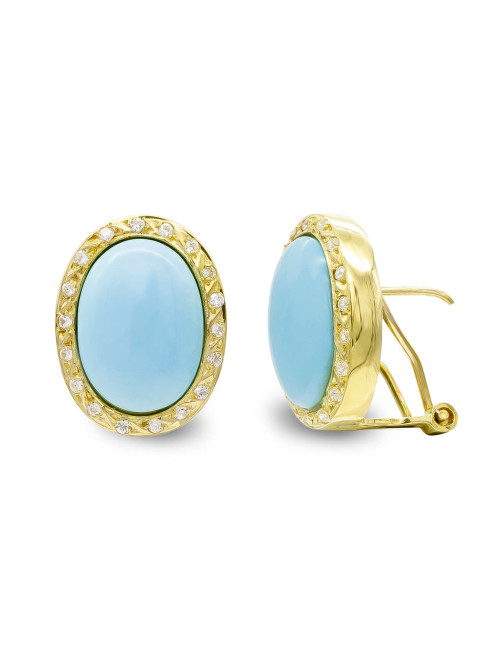 Pendientes Turquesa Fina Natural en Oro 18K