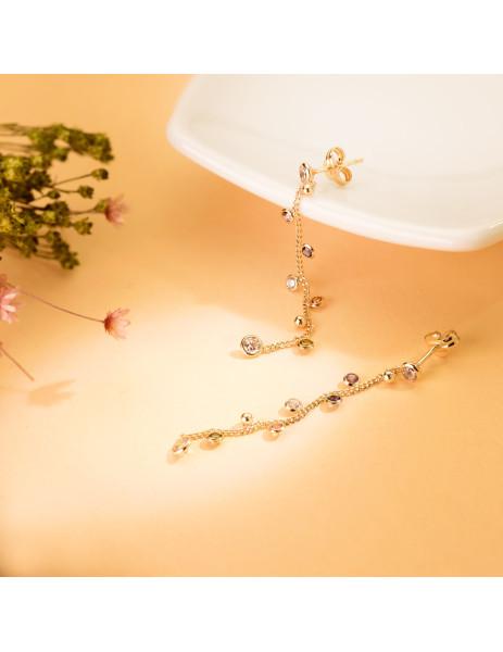 pendientes largos con piedras de colores oro estepona 2