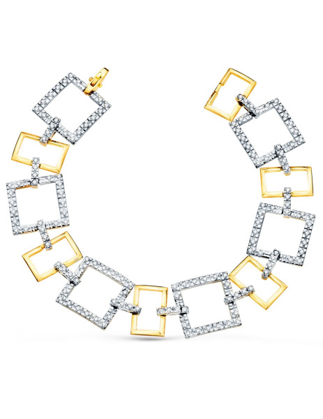 Bracelet "Cubic" in White and Yellow Gold 18K jewelry estepona