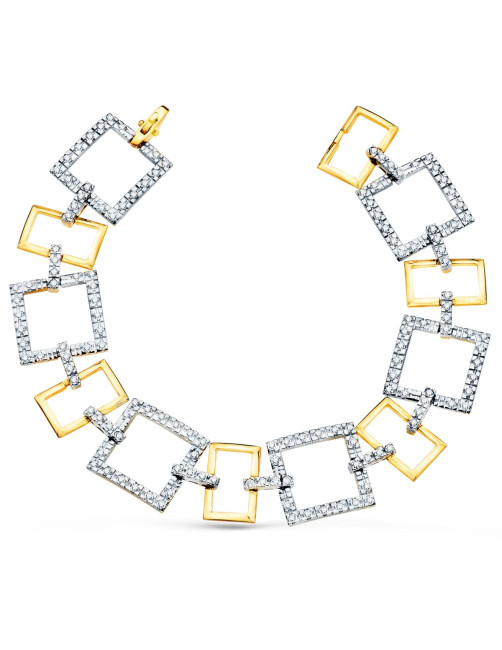 Bracelet "Cubic" in White and Yellow Gold 18K jewelry estepona