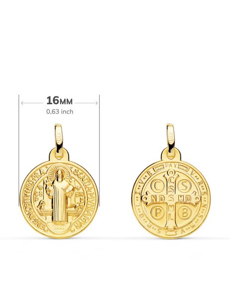 copy of Scapular Medal "San Benito" 16mm in 18K Gold 2