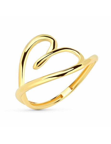 18K Gold Cross Heart Ring