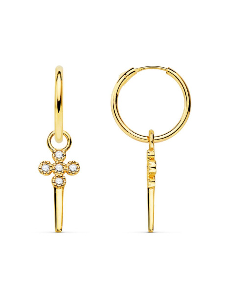 18K Gold Hoop Earrings with...