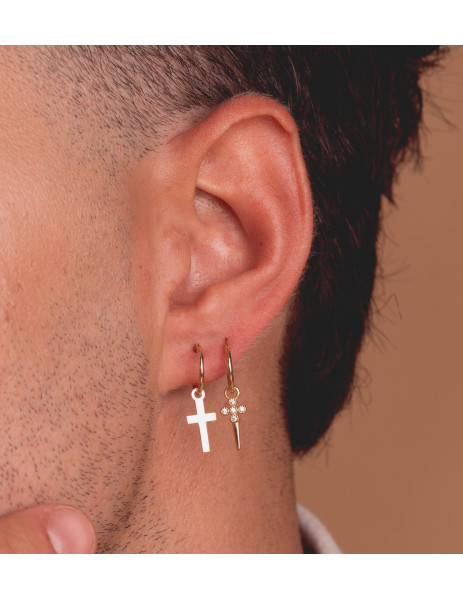 18K Gold Hoop Earrings with... 2