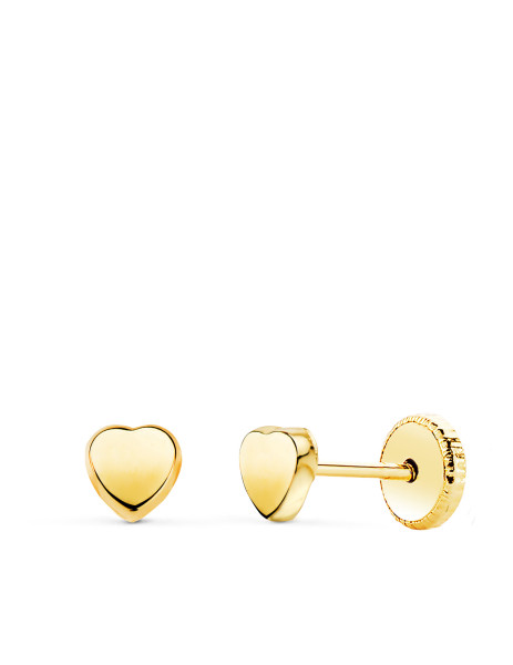 18K Gold Heart Baby Earring