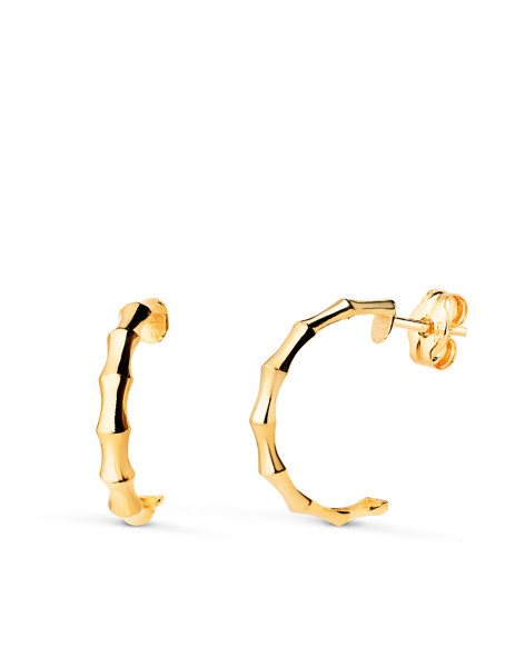 "Bamboo" 18K Gold Hoop...