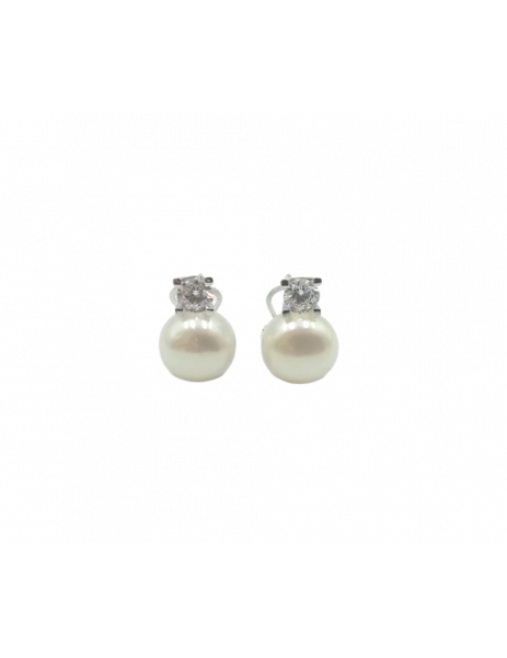 pendiente oro blanco y perlas