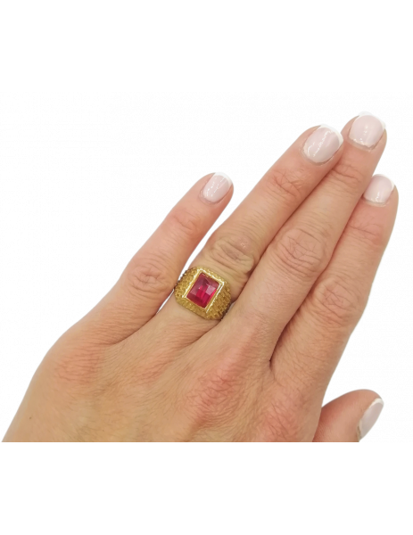 anillo oro damero rojo 2